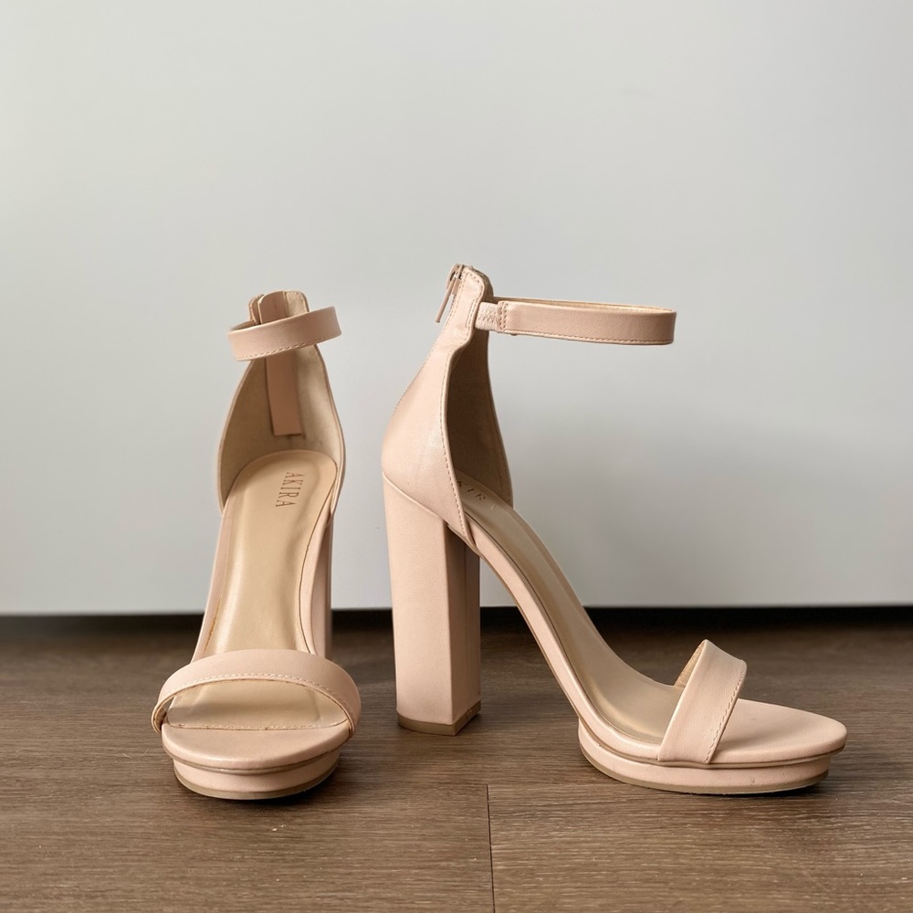 Nude block heels